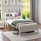 Wooden Twin Bed with Storage Headboard Charging Station LED Light and Under-bed Storage